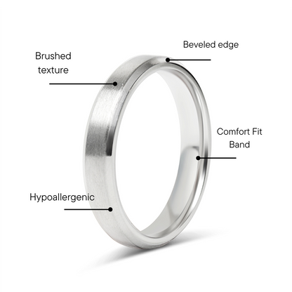 Stainless Steel Brushed Beveled Edge Blank Ring / CFR9003
