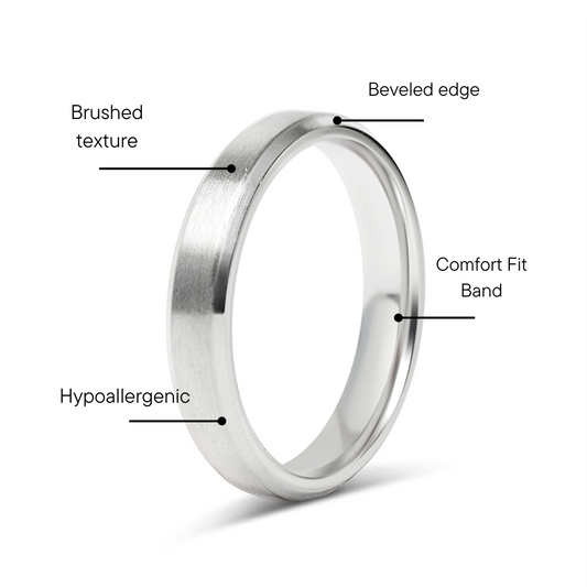 Stainless Steel Brushed Beveled Edge Blank Ring / CFR9003
