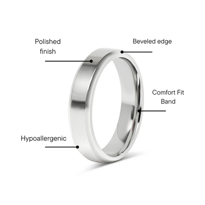 Stainless Steel Polished Beveled Edge Blank Ring / CFR9004