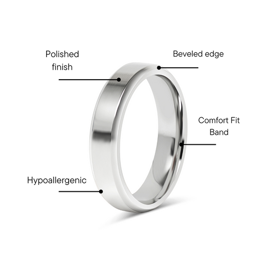 Stainless Steel Polished Beveled Edge Blank Ring / CFR9004