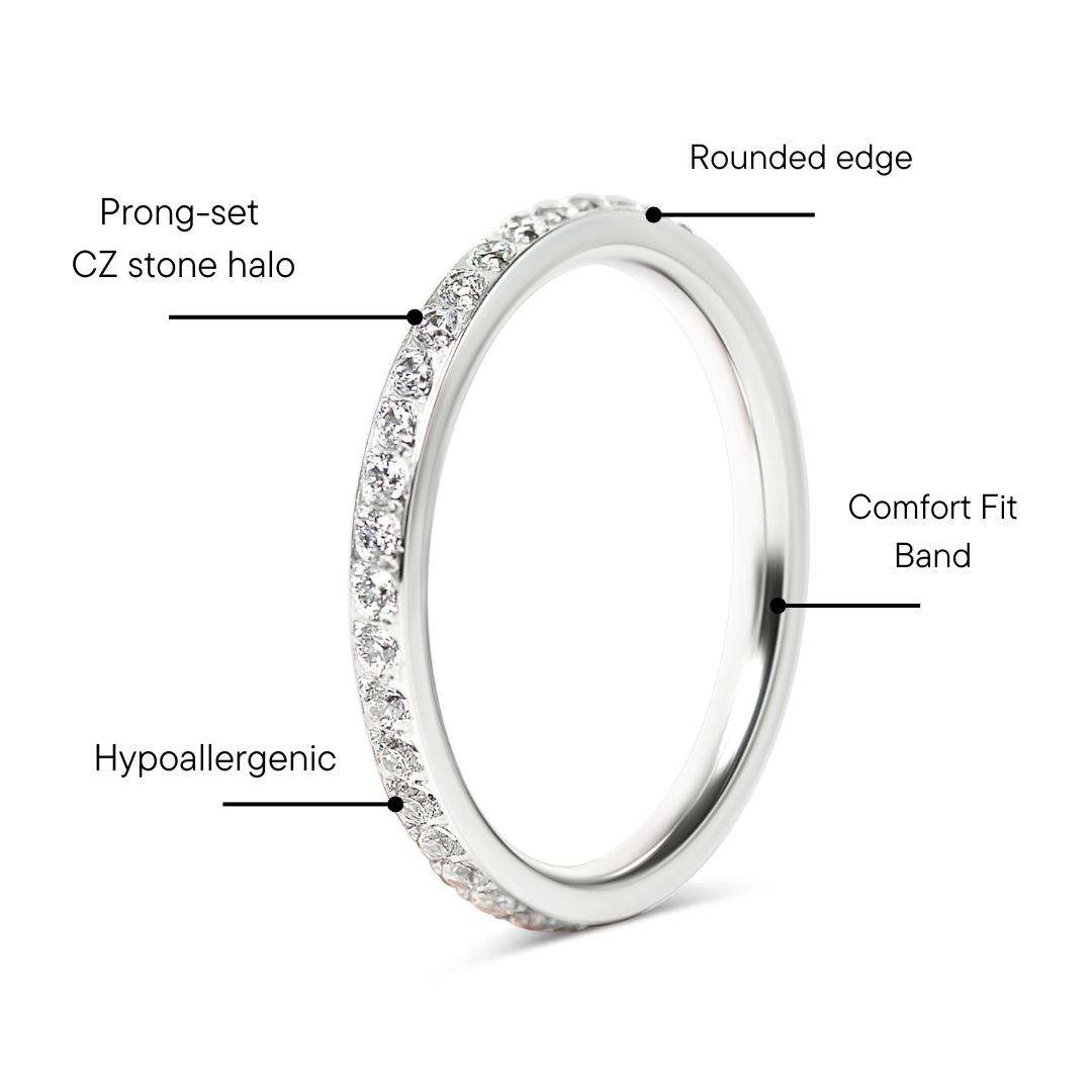 Stainless Steel CNC Machine 4-Prong Set CZ Ring / CFR9005