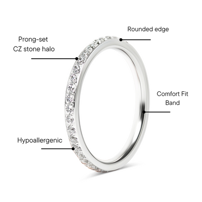 Stainless Steel CNC Machine 4-Prong Set CZ Ring / CFR9005