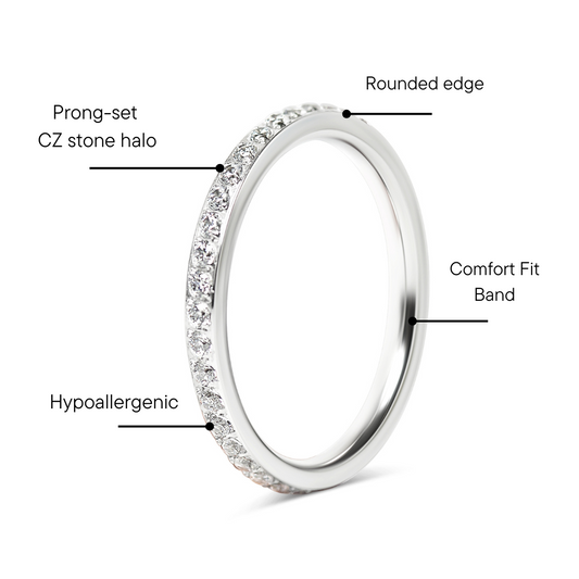 Stainless Steel CNC Machine 4-Prong Set CZ Ring / CFR9005