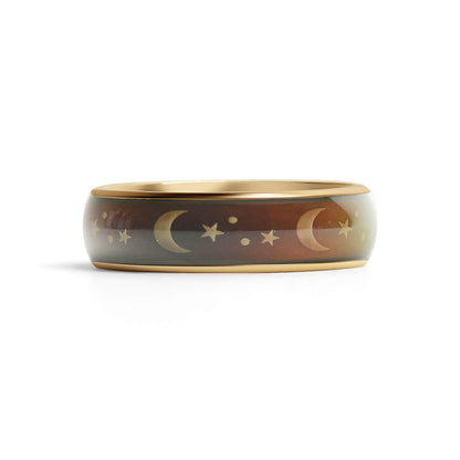 18K Gold PVD Stainless Steel Mood Band With Stars And Moons Ring / CFR9011