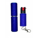 Blue Rhinestones Lipstick Stun Gun and Pepper Spray Combo for Self Defense