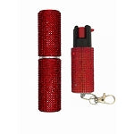 Red Rhinestones Lipstick Stun Gun and Pepper Spray Combo for Self Defense