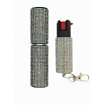 Silver Rhinestones Lipstick Stun Gun and Pepper Spray Combo for Self Defense