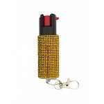 Gold Rhinestones Keychain Personal Defense Pepper Spray OC-18 1/2 oz