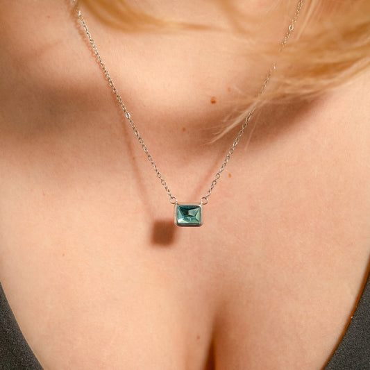 Stainless Steel Emerald Birthstone Connector Charm / PDL0262