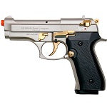 Firat Compact V92F Satin Finish With Gold Fittings - Front Firing Blank Gun