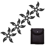 4 PC Set Stonewash Finish Ninja Throwing Stars Shuriken Knife Curve Blade Five-Sided