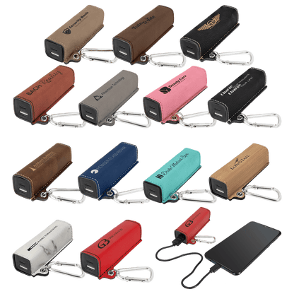 Customizable Leatherette 2200 mAh Power Bank with USB-C Cord