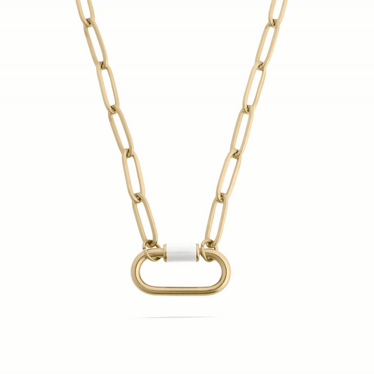 18K Gold PVD Colorful Carabiner Necklace / CHN0149