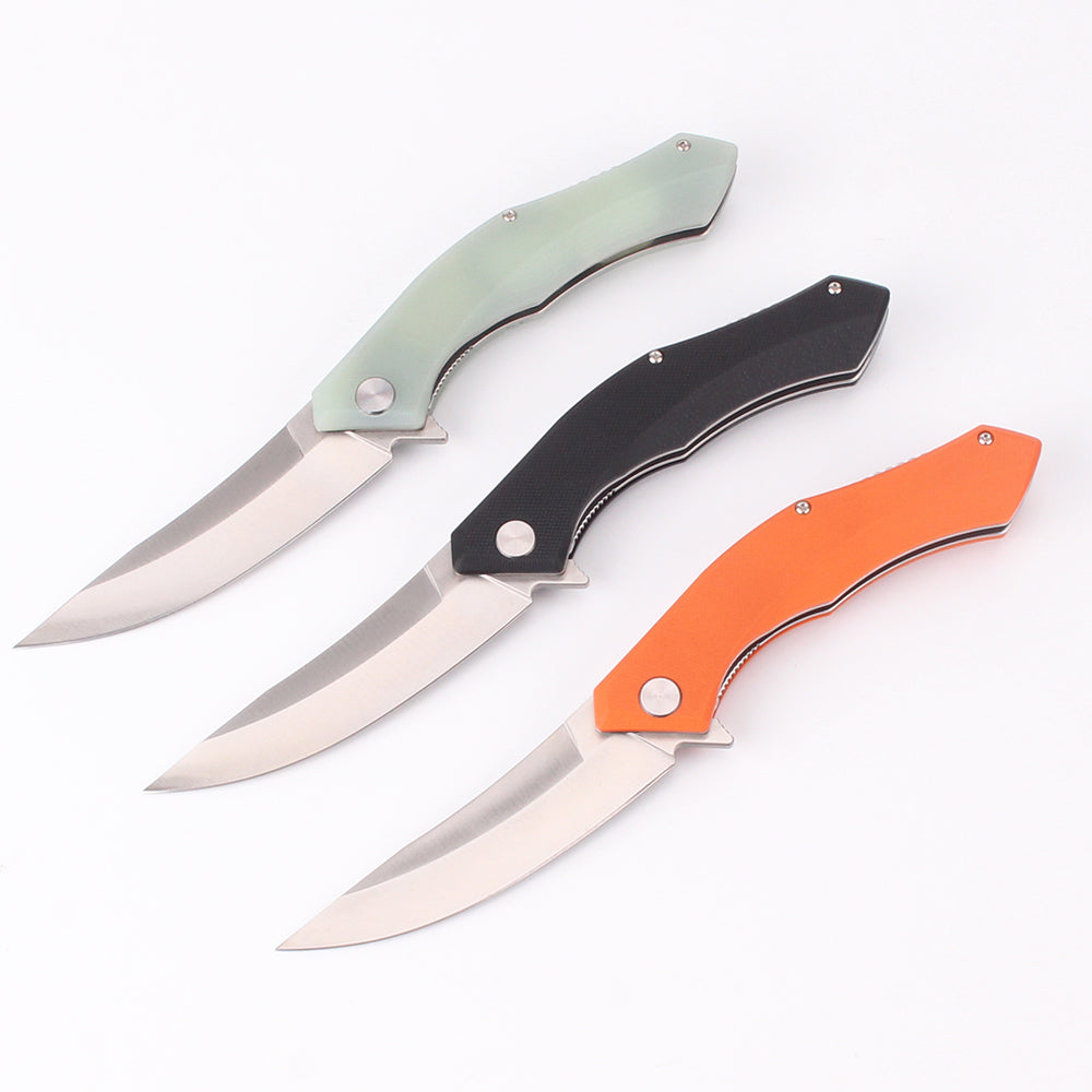 Folding Knife 8cr14 Stainless Steel G10 Handle Hunting Camping Backpack Survival Pocket Knife OEM Customizable Industrial Grade