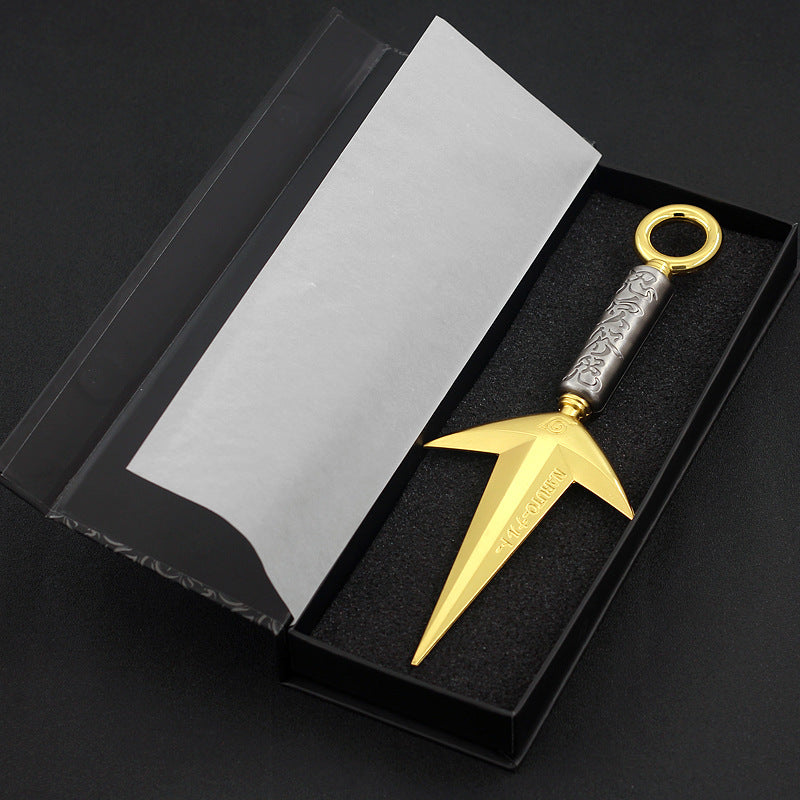 23CM Ninja Anime Fourth Hokage Flying Thunder God Kunai Full Metal Zinc Alloy Collectible Desk Decor Cosplay Prop Boy Gift