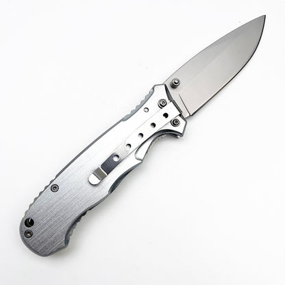 Wholesale Knives 4.5 Inch Aluminum Wood Handle Drop Point Outdoor EDC Folding Pocket Knife for Engraving
