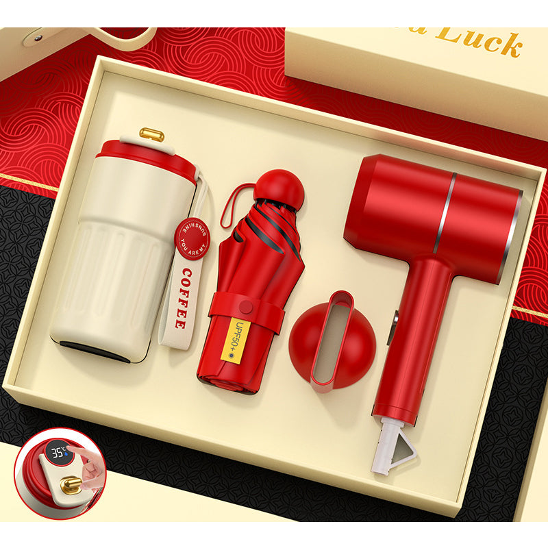 Custom Logo Business Gift Sets Mothers Day Gifts with Hair Dryer Set Coffee Cup Umbrella Christmas Gift Set for Men and Women