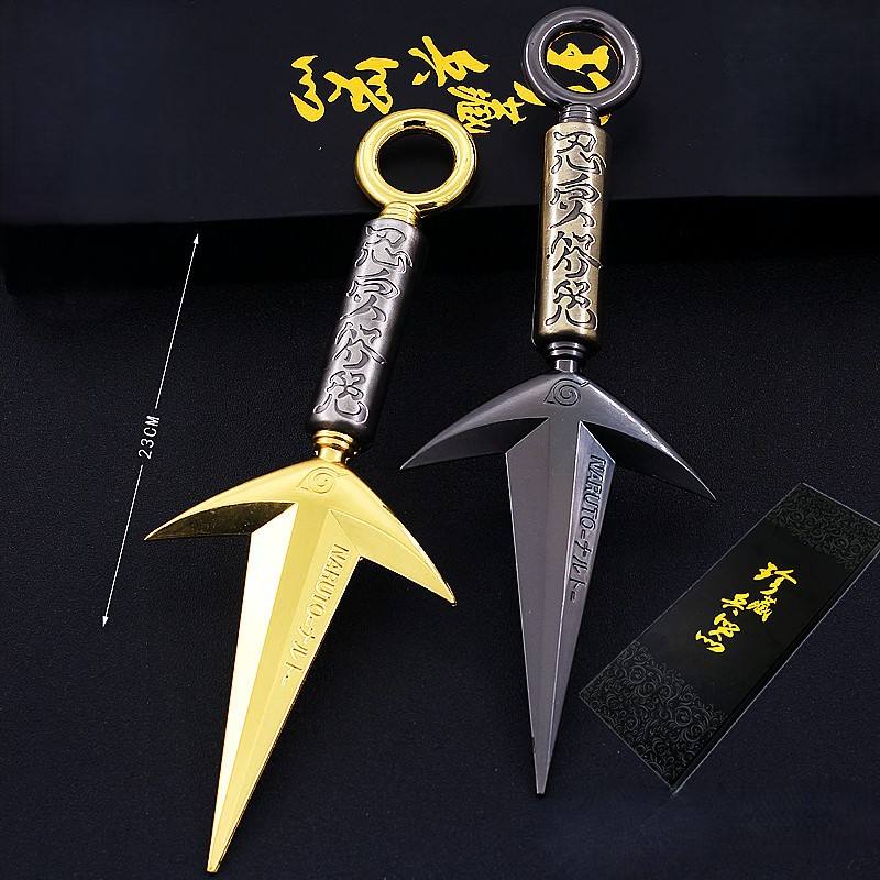 23CM Ninja Anime Fourth Hokage Flying Thunder God Kunai Full Metal Zinc Alloy Collectible Desk Decor Cosplay Prop Boy Gift
