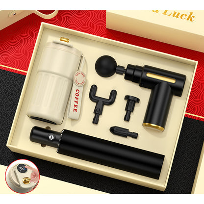Luxury Business Coffee Cup Gift Box Set with Umbrella Massage Gun Customized Logo Wireless Mouse Charger Corporate Gift Sets