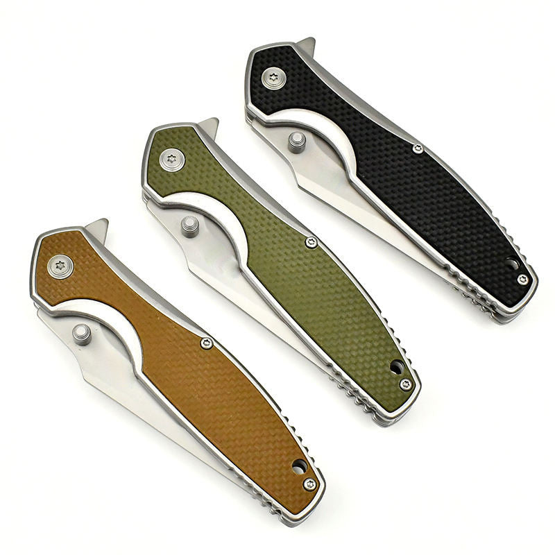 Willia Customized G10 Handle Stainless Steel 20cm Multi-functional Tactical Folding Knife for Outdoor Survival Camping