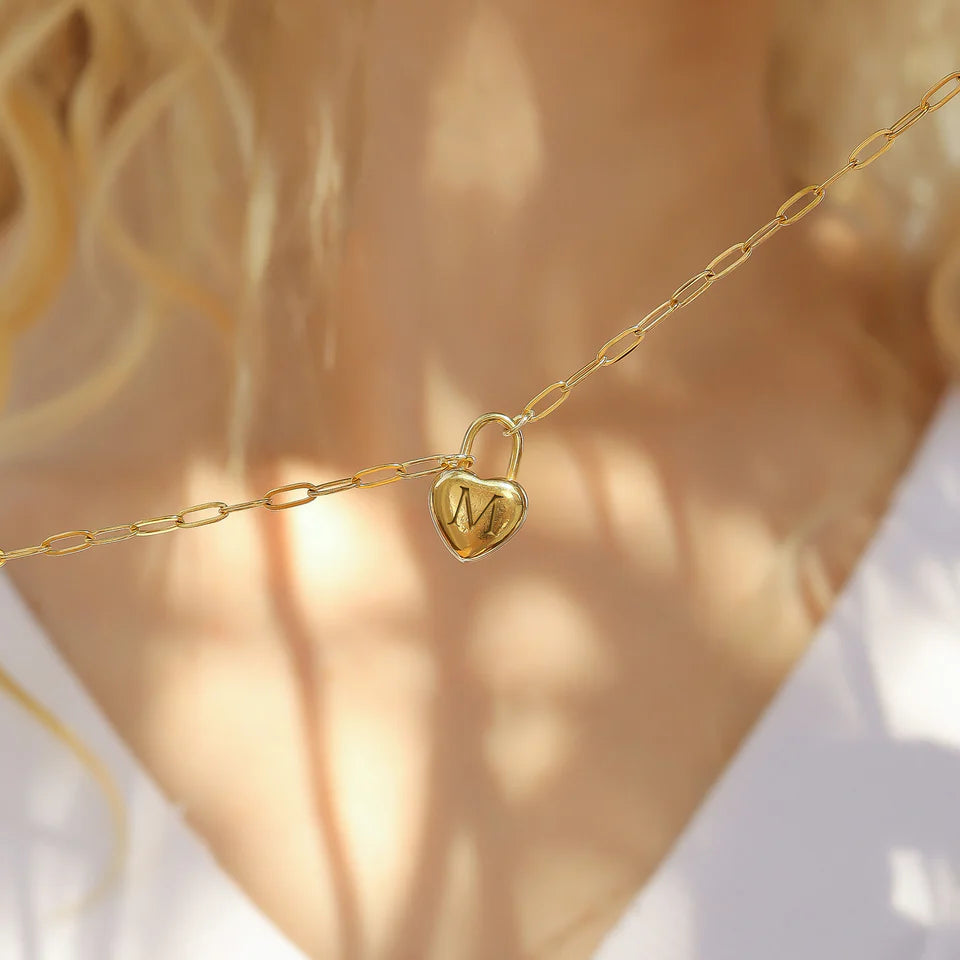 Customizable Heart Padlock Charm