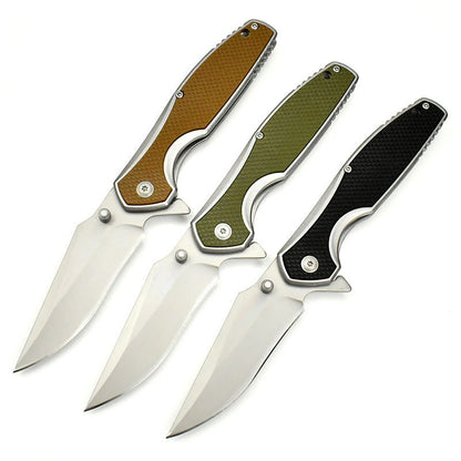 Willia Customized G10 Handle Stainless Steel 20cm Multi-functional Tactical Folding Knife for Outdoor Survival Camping