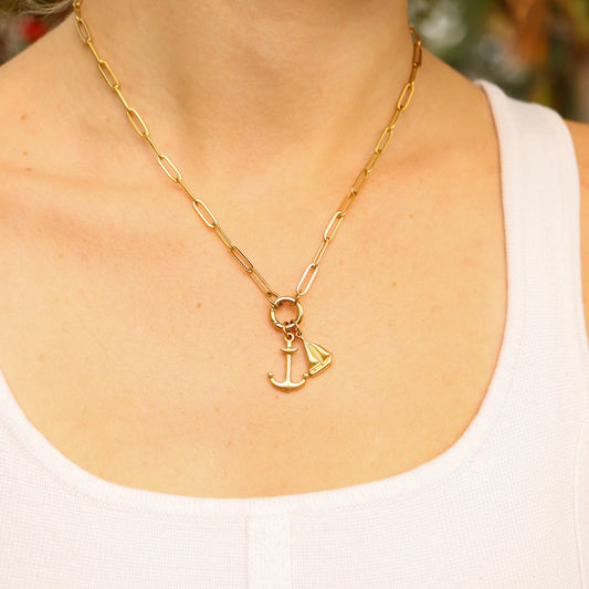 18K Gold PVD Stainless Steel Anchor Charm / PDL0209