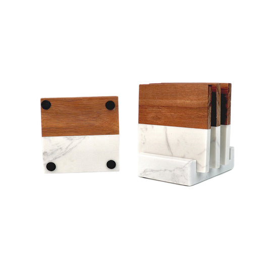 Customizable Marble and Wood Coasters