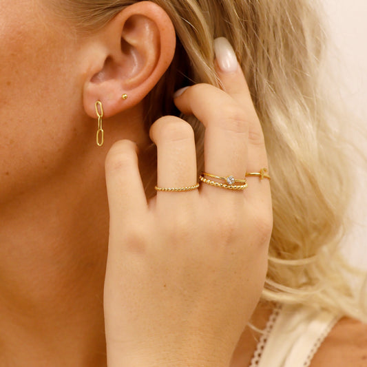 18K Gold PVD Stainless Steel Birthstone Stacking Ring / ZRJ1001