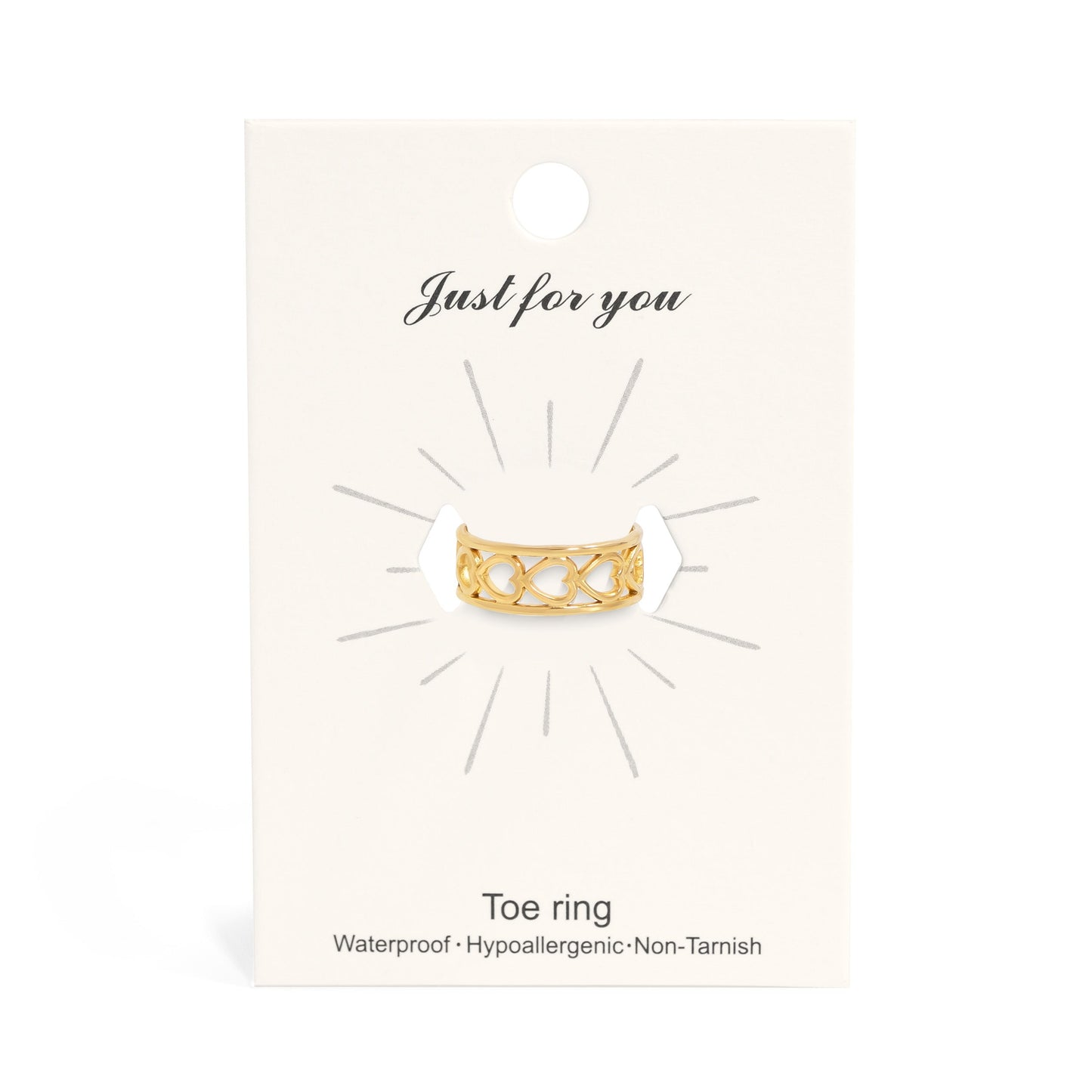 18K Gold PVD Stainless Steel Horizontal Heart Toe Ring / KSS0014