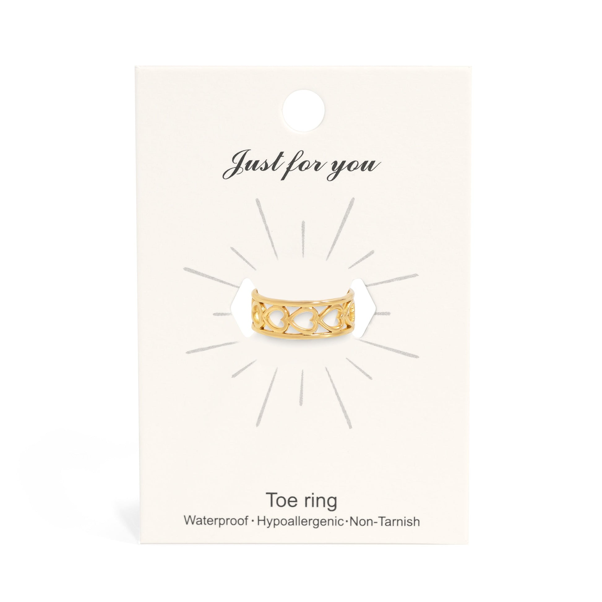 18K Gold PVD Stainless Steel Horizontal Heart Toe Ring / KSS0014