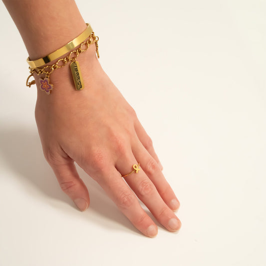 18K Gold PVD Cancer Ribbon Stacking Ring / KSS0022