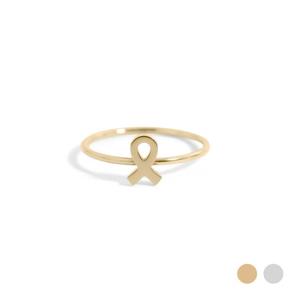 18K Gold PVD Cancer Ribbon Stacking Ring / KSS0022