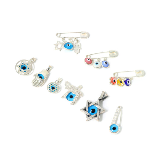 80 Piece Assorted Sterling Silver Evil Eye Pendant Value Pack / LOT0025