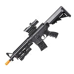Heavy Weight Short Barreled M4 Airsoft Spring Rifle with Flashlight and Red Dot Sight