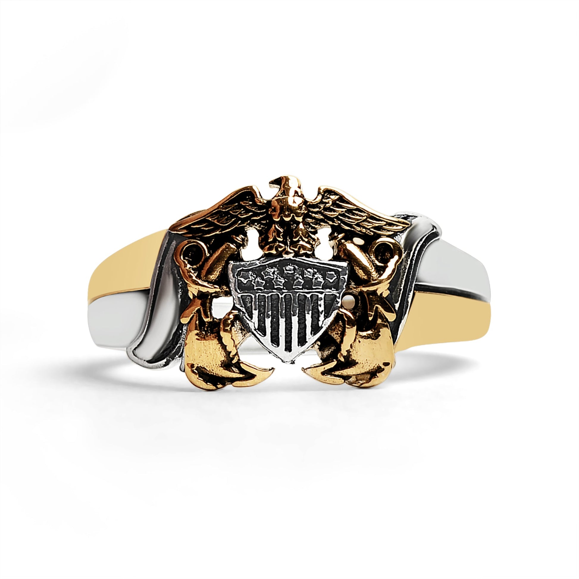 18K Gold PVD Stainless Steel United States Navy Two Tone Women's Ring / MCR6013