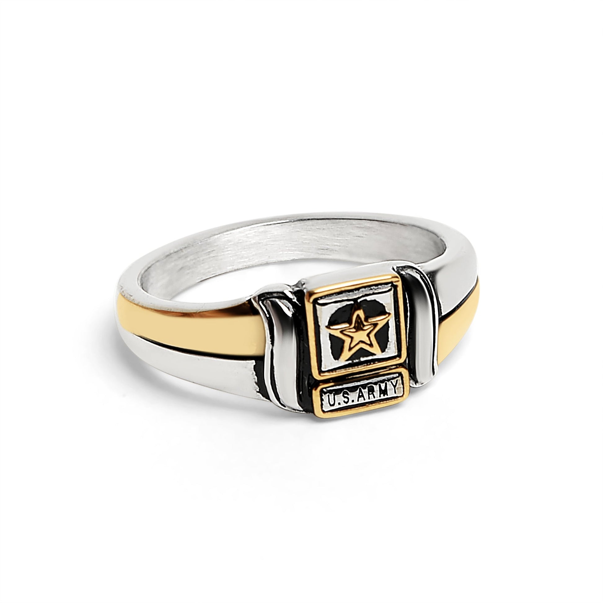 18K Gold PVD Stainless Steel United States Army Two Tone Women's Ring / MCR6015