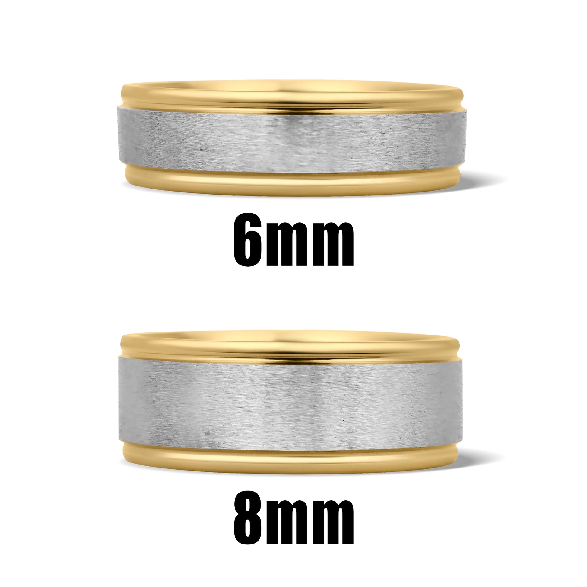 18K Gold PVD Stainless Steel Brushed Center Groove Edge Ring / PBJ2919