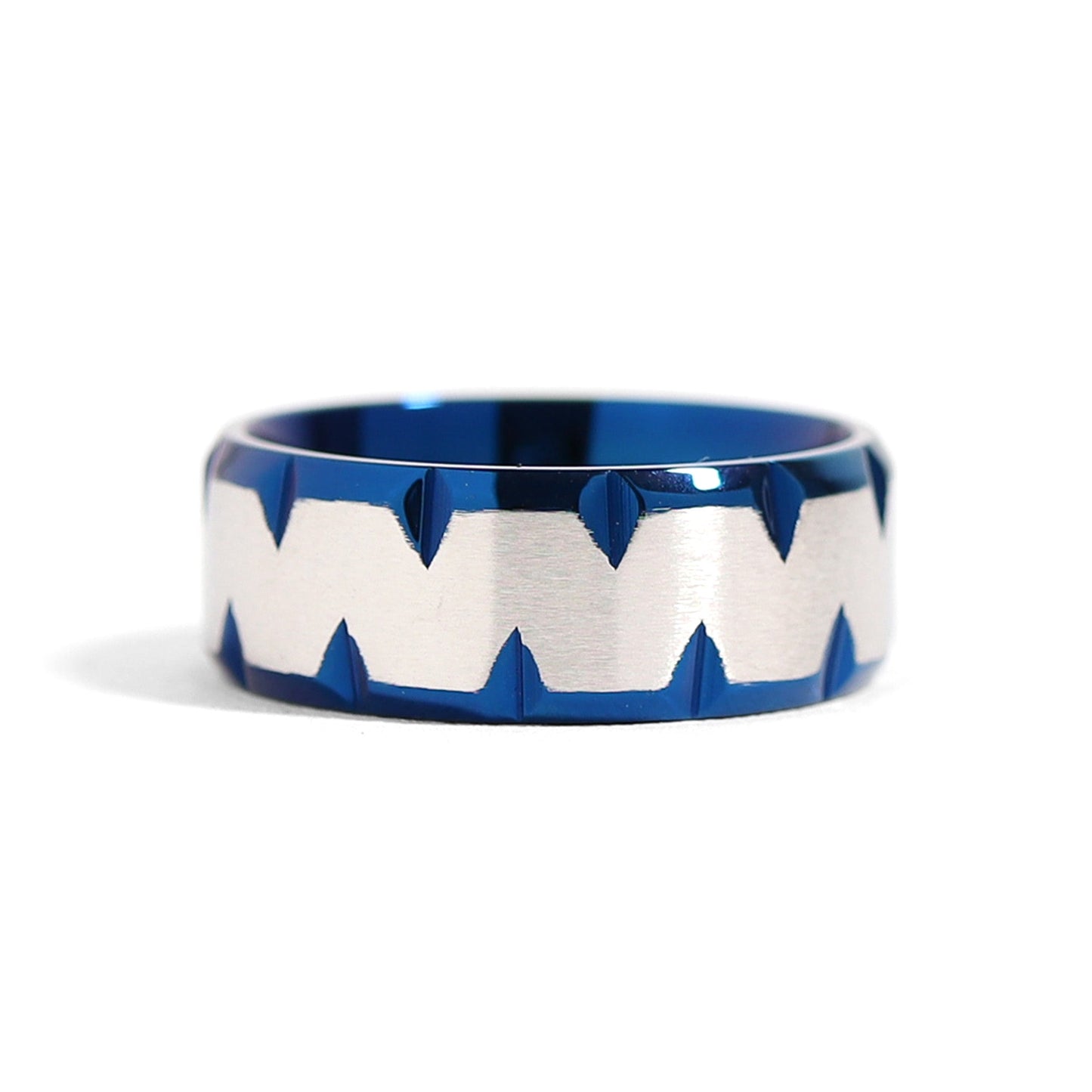 Blue Stainless Steel Zig Zag Center Ring / PRJ0262