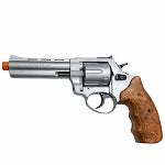 Zoraki R1 Silver 4.5" Barrel - Front Firing Blank Gun Revolver Simulated Wood Grips