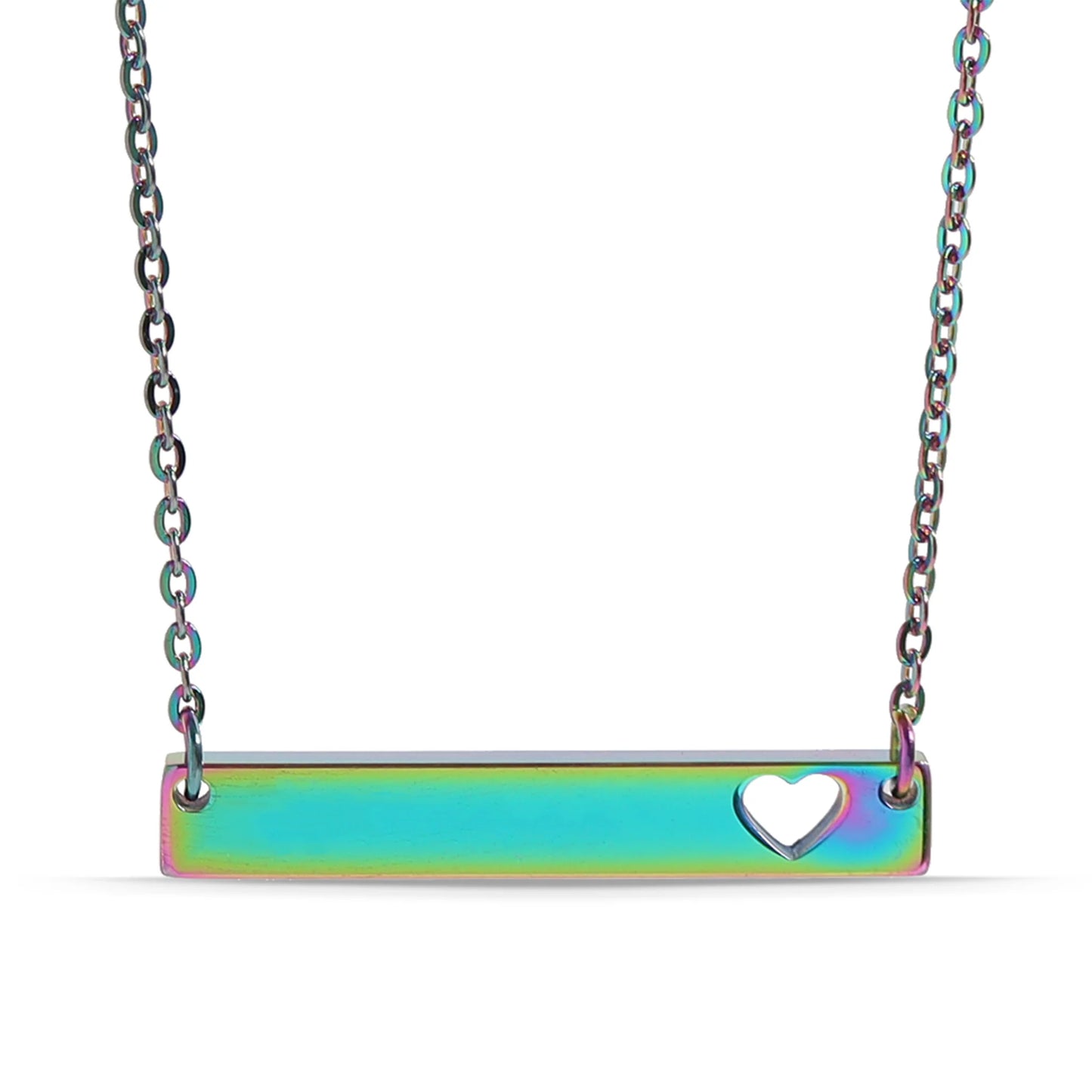 Customizable Cutout Heart Bar Necklace