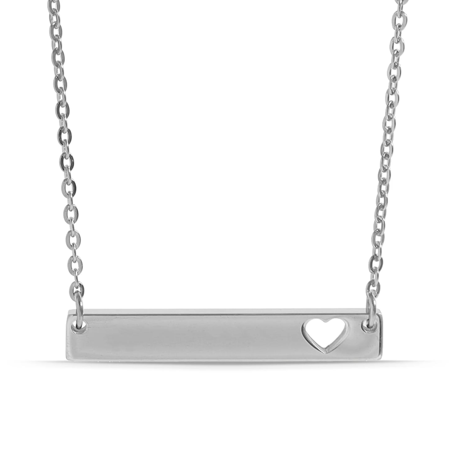 Customizable Cutout Heart Bar Necklace