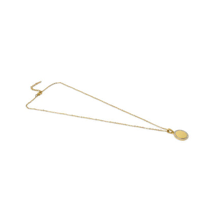 Customizable 18K Gold PVD Stainless Steel Round CZ Pendant Necklace