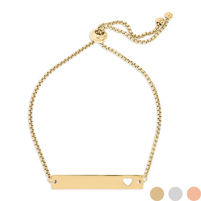 Customizable Flat Adjustable Heart Cutout Blank Bar Bracelet
