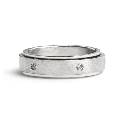 CZ Stones In Center Spinner Stainless Steel Ring / SBE002
