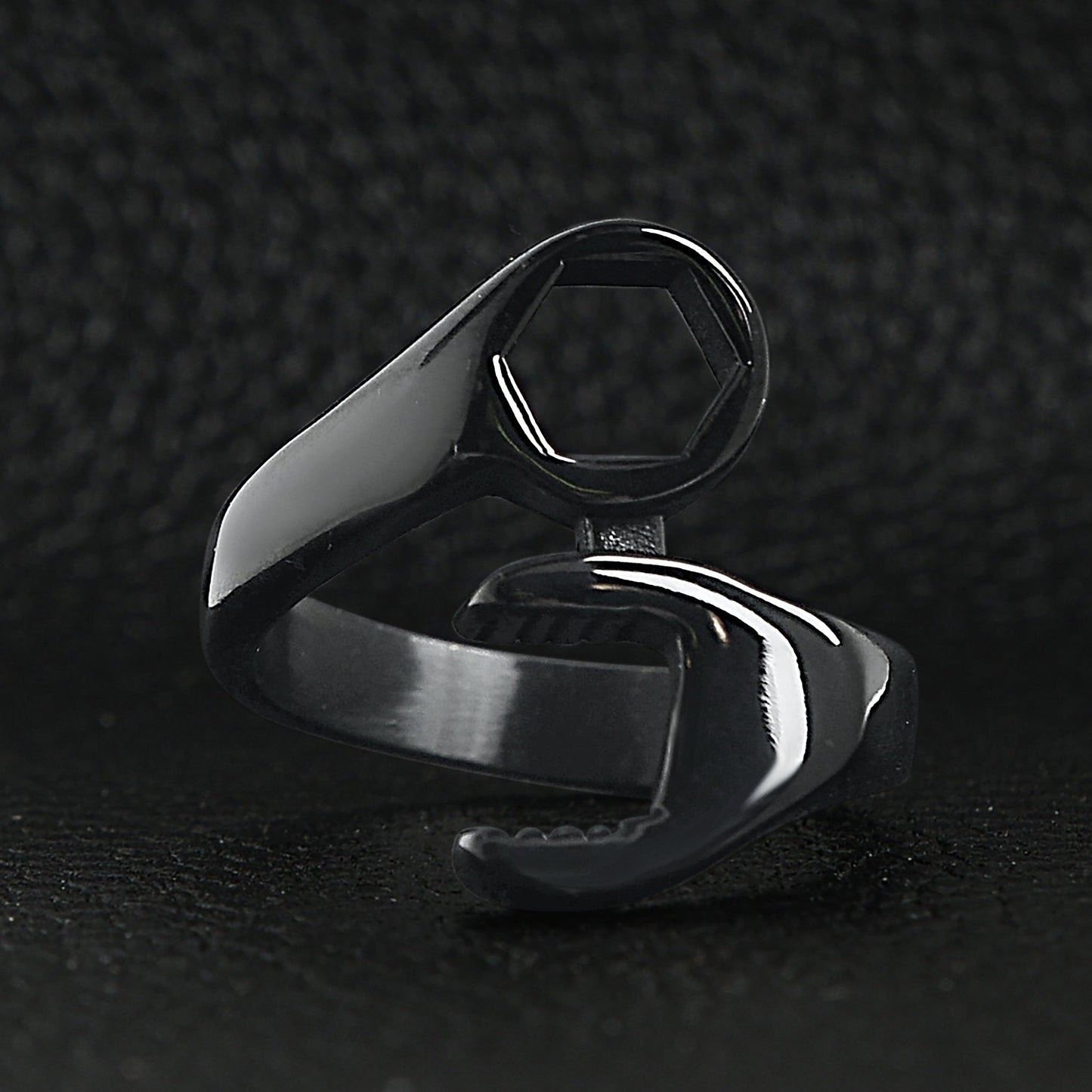 Stainless Steel Black Wrench Ring / SCR0236