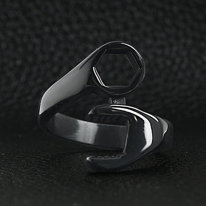 Stainless Steel Black Wrench Ring / SCR0236