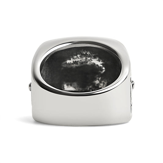 Stainless Steel Polished Maltese Cross Signet Ring / SCR1004