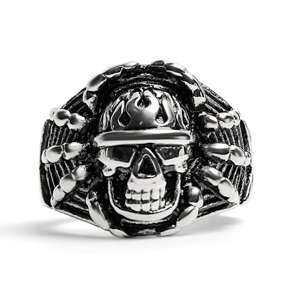 Polished Detailed Skull Stainless Steel Ring / SCR2006