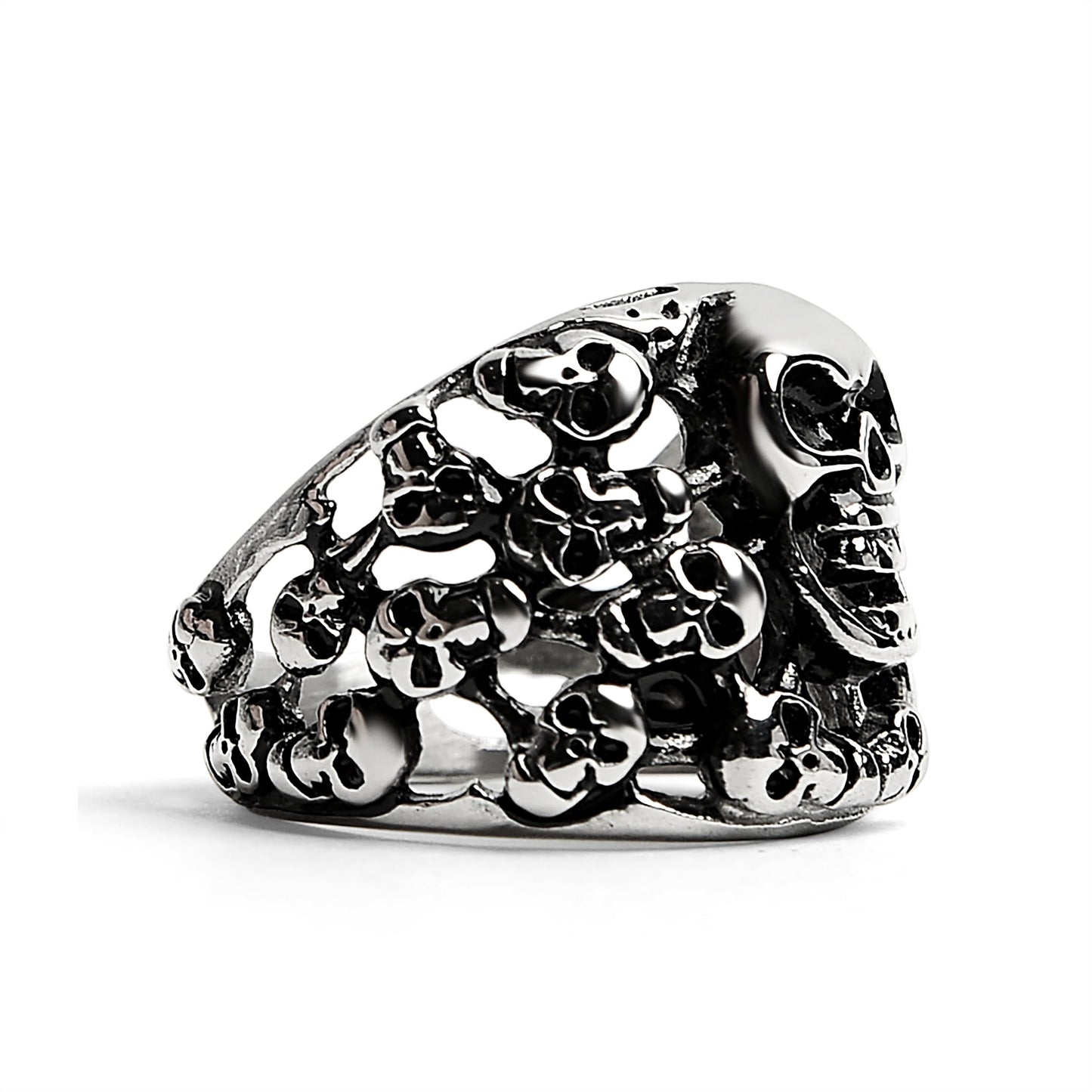 Stainless Steel Polished Multiple Skulls Ring / SCR2058